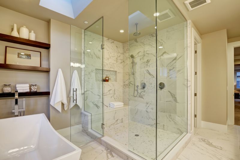 Beautiful Shower with Stone Accents